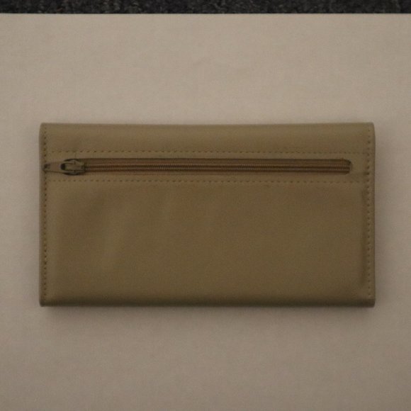 Amity Leather Trim Clutch - Floral Design - Tan - 6 14/16" x 3 9/16" w/ Package - Picture 6 of 9